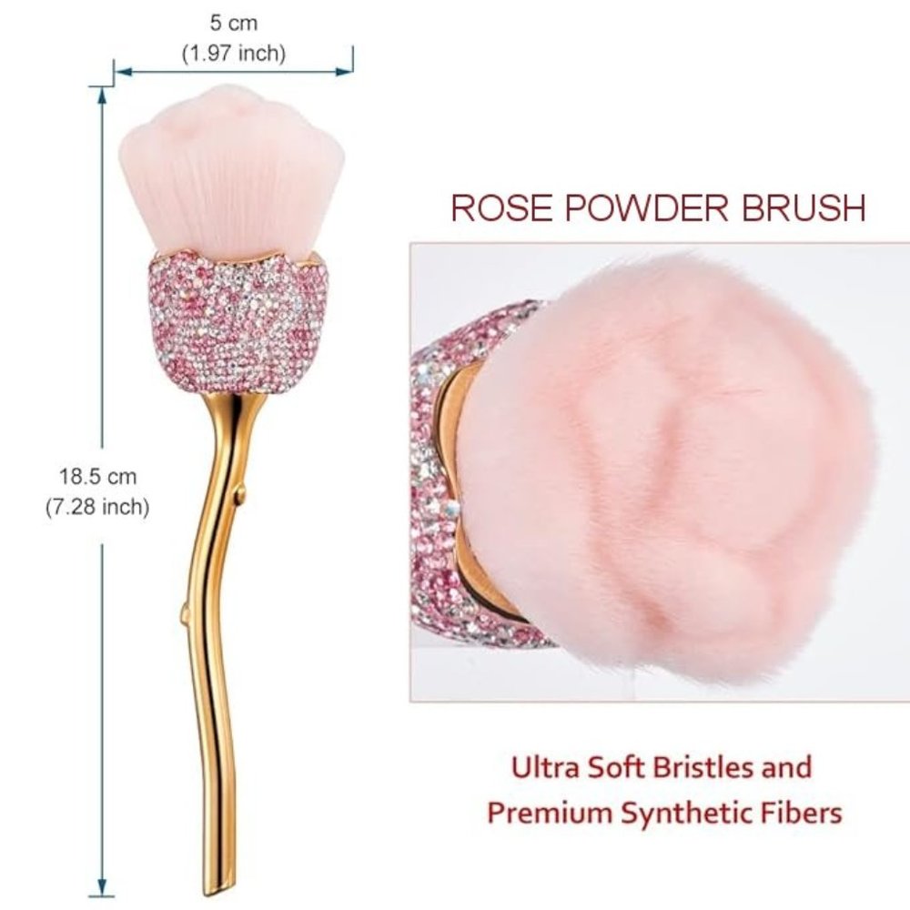 NWT Sparkling Crystal Rhinestone Bling Pink Stocking Stuffers Makeup Bru… - Picture 4 of 17